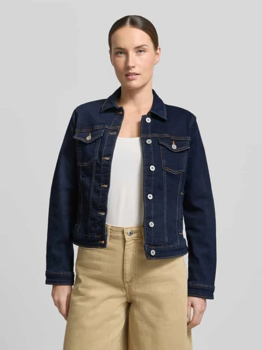 Zdjęcie produktu Kurtka dżinsowa o kroju slim fit z mieszanki bawełny Tom Tailor Ciemnoniebieski