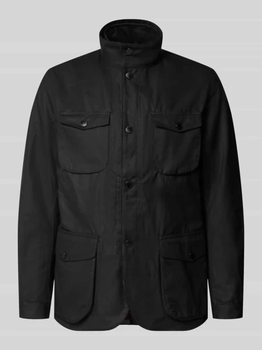 Zdjęcie produktu kurtka funkcyjna o kroju regular fit z woskowanym splot twill model 'OGSTON' Barbour Czarny