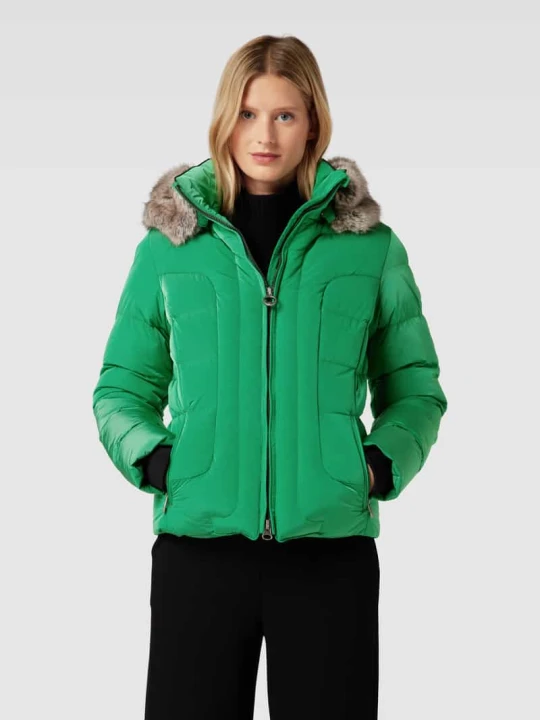 Zdjęcie produktu Kurtka pikowana o kroju shaped fit ze sztucznym futrem model ‘ASTORIA’ Wellensteyn Jabłkowozielony melanż