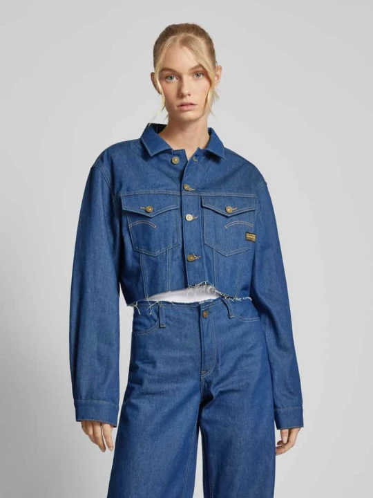 Zdjęcie produktu Kurtka jeansowa krótka z frędzlami G-Star Raw Ciemnoniebieski