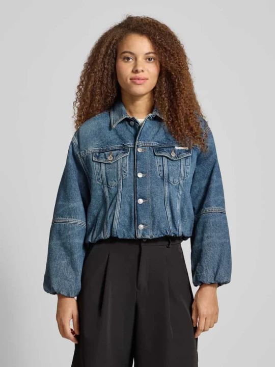 Zdjęcie produktu Kurtka jeansowa krótka z listwą guzikową Calvin Klein Jeans Jeansowy niebieski