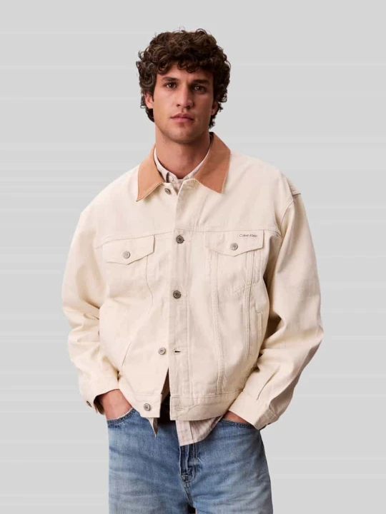 Zdjęcie produktu Kurtka jeansowa o kroju krój regular fit z czystej bawełny Calvin Klein Jeans Złamany biały
