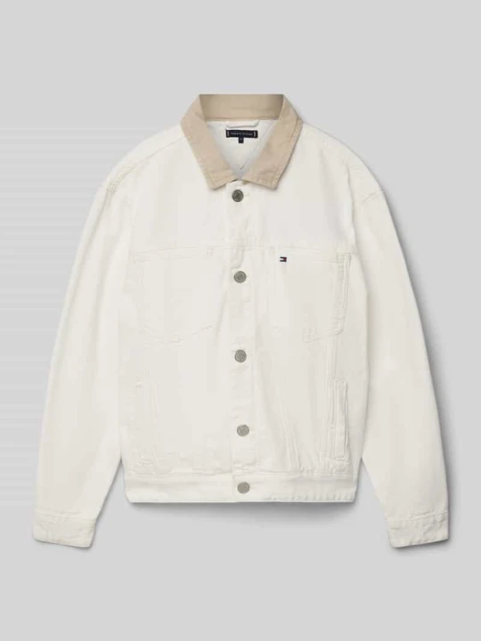 Zdjęcie produktu Oversizowa kurtka jeansowa z czystej bawełny Tommy Hilfiger Złamany biały