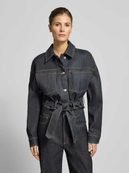 Zdjęcie produktu Kurtka jeansowa o kroju oversized z mieszanki bawełny model ‘GALATA’ Hugo Ciemnoniebieski