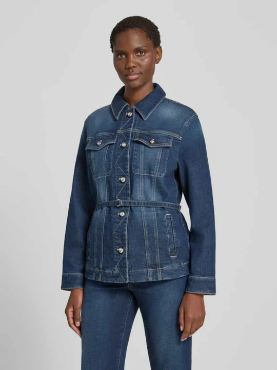 Zdjęcie produktu Kurtka jeansowa o kroju regular fit z dodatkiem lyocellu Marc Cain Jeansowy niebieski