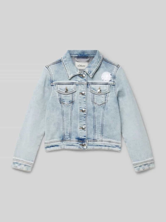 Zdjęcie produktu Kurtka jeansowa o kroju regular fit z efektem Garment Dye i kwiatową aplikacją s.Oliver Niebieski
