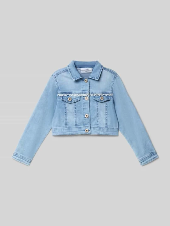Zdjęcie produktu Kurtka jeansowa o kroju regular fit z koronkowymi bodiurami Happy Girls Niebieski