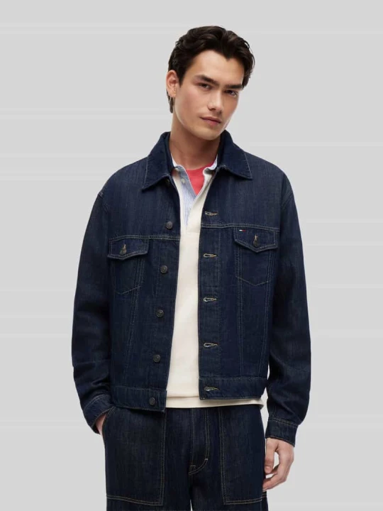 Zdjęcie produktu Kurtka jeansowa o kroju regular fit z mieszanki bawełny i lnu Tommy Jeans Ciemnoniebieski