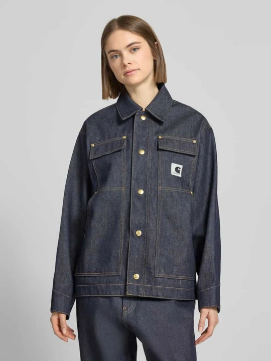 Zdjęcie produktu Kurtka jeansowa krój regular fit z naszywką z logo model „Arctic” Carhartt WIP Ciemnoniebieski