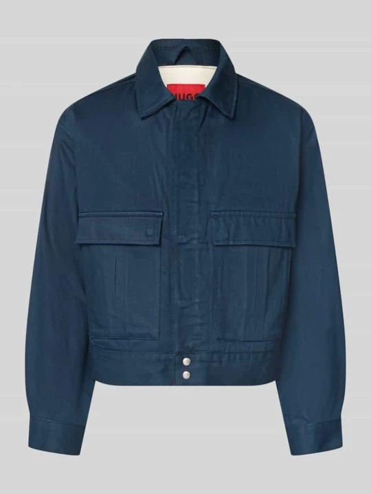 Zdjęcie produktu kurtka jeansowa o kroju relaxed fit z czystej bawełny model 'HUGO 083 / 1' Jeansowy niebieski