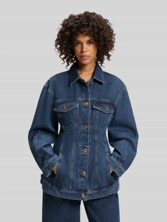 Zdjęcie produktu kurtka jeansowa o kroju slim fit z czystej bawełny model 'HUGO ICON_3' Granatowy