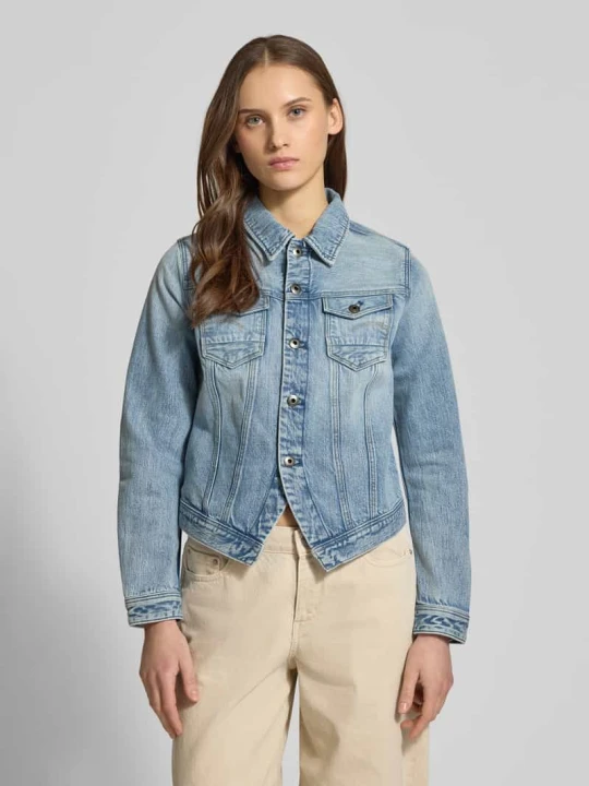 Zdjęcie produktu Kurtka dżinsowa o kroju slim fit z mieszanki bawełny z kieszeniami na piersiach G-Star Raw Jeansowy niebieski