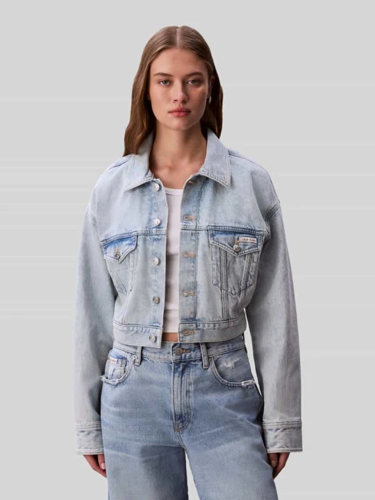 Zdjęcie produktu Kurtka jeansowa o krótkim kroju z czystej bawełny Calvin Klein Jeans Jasnoniebieski