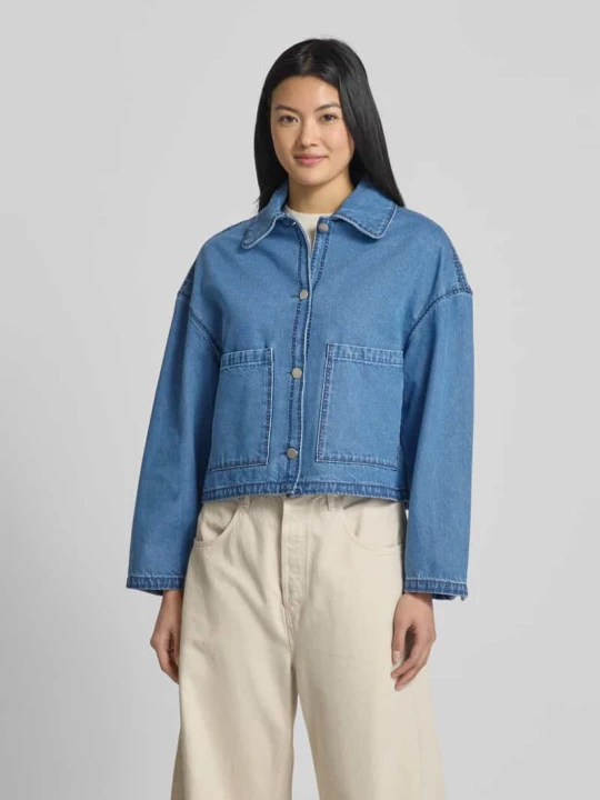 Zdjęcie produktu Kurtka jeansowa o kroju loose fit z dodatkiem wełny IQ Studio Ciemnoniebieski