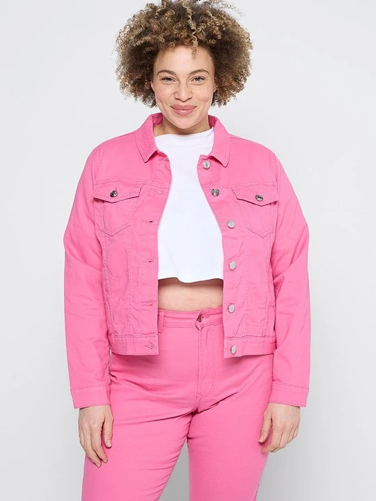 Zdjęcie produktu Kurtka jeansowa ONLY Carmakoma jasnoróżowy
