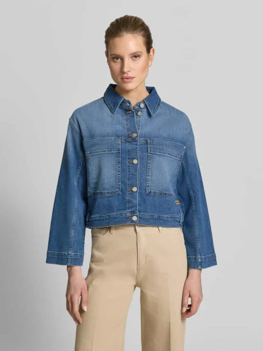 Zdjęcie produktu kurtka jeansowa w efekcie znoszenia z detalem z logo model 'Tina' Gang Niebieski