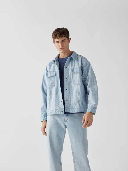 Zdjęcie produktu Kurtka jeansowa w paski Preach Jeansowy niebieski