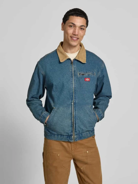 Zdjęcie produktu kurtka jeansowa z detalem z logo i zamkiem błyskawicznym Dickies Jeansowy niebieski