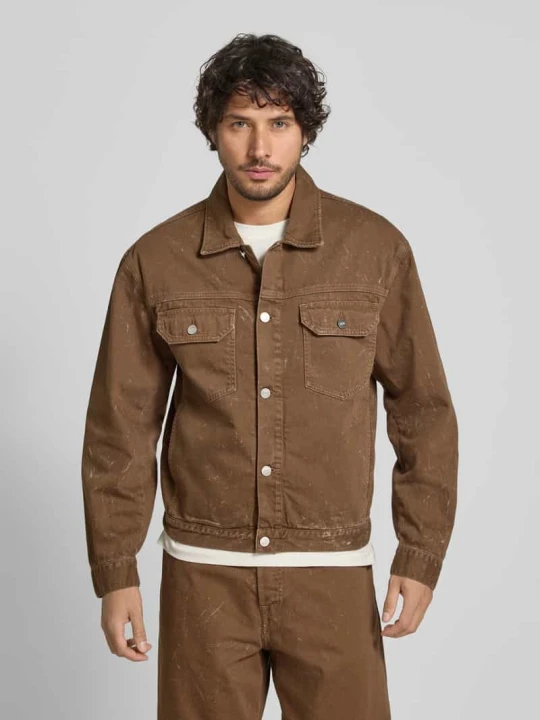 Zdjęcie produktu kurtka jeansowa z kieszeniami na piersi model 'Type 10' Wood Wood Ciemnobrązowy