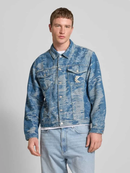 Zdjęcie produktu Kurtka jeansowa z kołnierzykiem typu kent Karl Kani Jeansowy niebieski