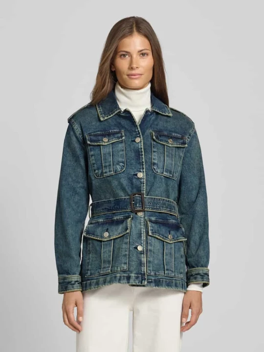 Zdjęcie produktu Kurtka jeansowa z mieszanki bawełny z wykładanym kołnierzem model ‘Kufrell’ Lauren Ralph Lauren Jeansowy niebieski