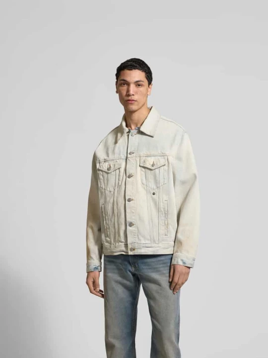 Zdjęcie produktu Kurtka jeansowa z wykładanym kołnierzem MM6 Maison Margiela Biały