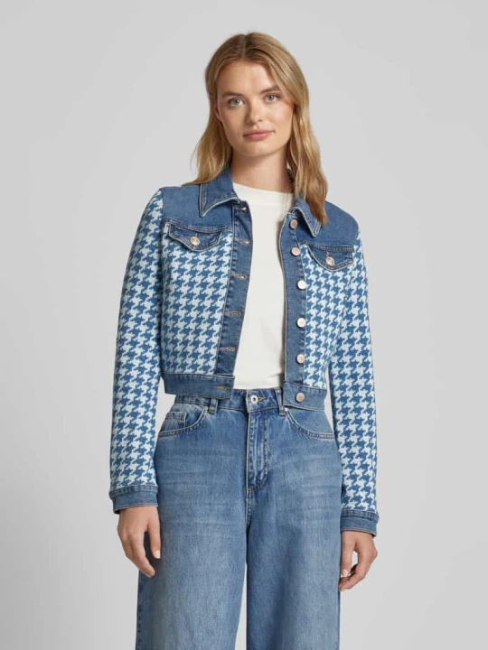 Zdjęcie produktu Kurtka jeansowa ze wzorem w pepitkę Guess Jeansowy niebieski