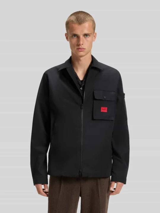 Zdjęcie produktu Kurtka koszulowa o kroju oversized fit z mieszanki bawełny model 'Emmond' Hugo Czarny
