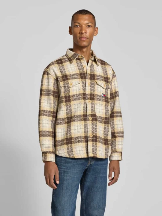 Zdjęcie produktu Kurtka koszulowa o kroju oversized fit z wzorem na całej powierzchni Tommy Jeans Beżowy