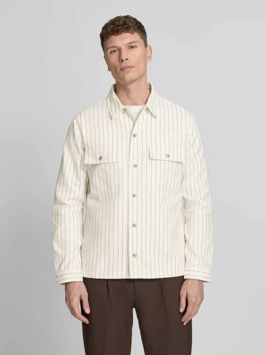 Zdjęcie produktu Kurtka koszulowa o kroju oversized z czystej bawełny model 'EPOLDO' Hugo Złamany biały