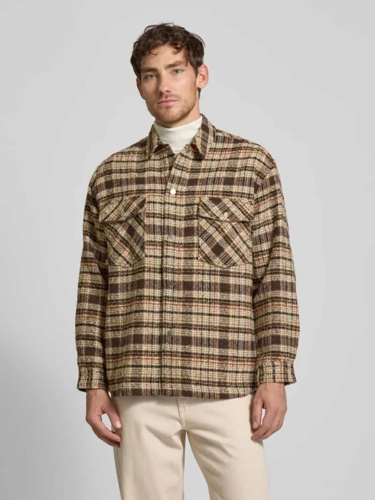 Zdjęcie produktu Kurtka koszulowa o kroju oversized z kołnierzykiem typu kent model ‘Buck’ Woodbird Jasnobrązowy