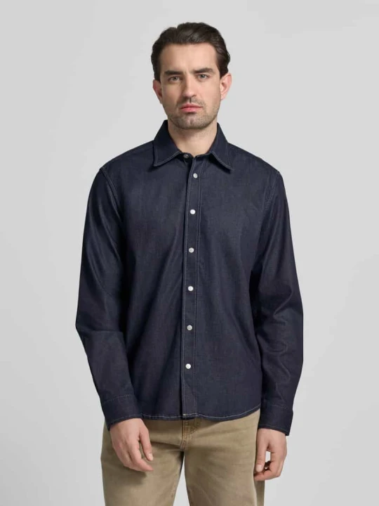 Zdjęcie produktu Koszulowa kurtka o kroju oversized z Mieszanka bawełny Model 'LIAM' Boss Granatowy