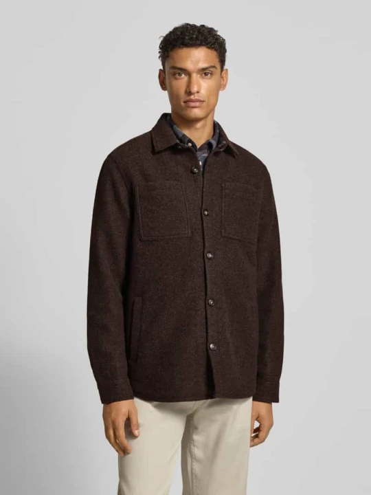 Zdjęcie produktu Kurtka koszulowa o kroju regular fit z dodatkiem wełny model ‘MARLOW’ Barbour Ciemnobrązowy