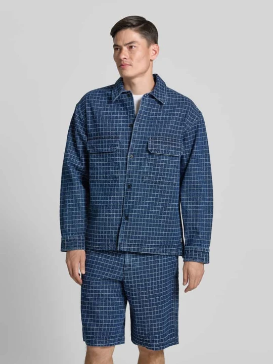Zdjęcie produktu Kurtka koszulowa o kroju regular fit z dodatkiem wiskozy model 'David' Wood Wood Jeansowy niebieski