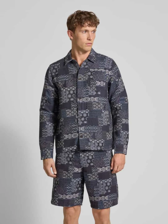 Zdjęcie produktu Kurtka koszulowa o kroju regular fit z imitacji denimu Les Deux Granatowy