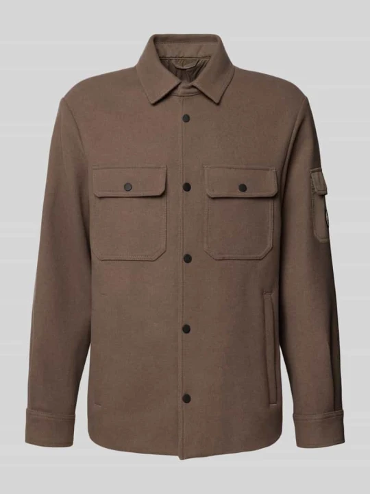 Zdjęcie produktu Kurtka koszulowa o kroju regular fit z kołnierzykiem typu kent i kieszeniami na piersi Armani Exchange Beżowy