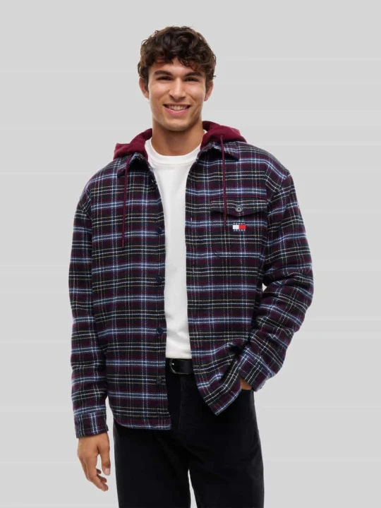 Zdjęcie produktu Kurtka koszulowa o kroju regular fit z mieszanki bawełny Tommy Jeans Bordowy