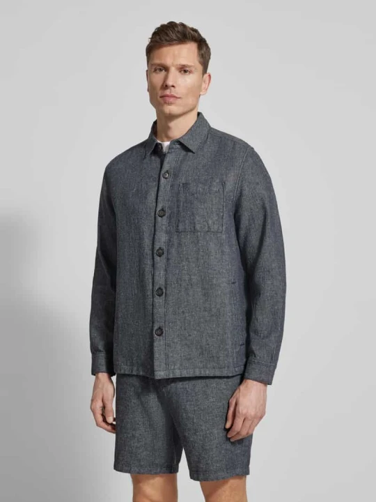 Zdjęcie produktu Kurtka koszulowa o kroju regular fit z mieszanki lnu i bawełny Model 'STILLWATER' Barbour Granatowy