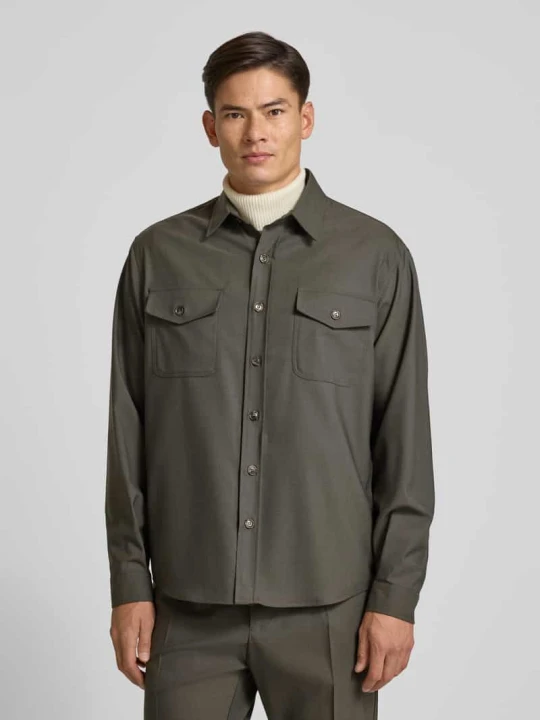 Zdjęcie produktu Kurtka koszulowa o kroju regular fit z mieszanki wełny model „Osaka” CRUNA Khaki