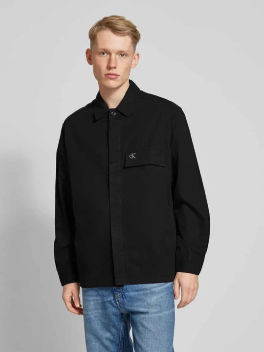 Zdjęcie produktu Kurtka koszulowa o kroju regular fit z wyhaftowanym logo Calvin Klein Jeans Czarny