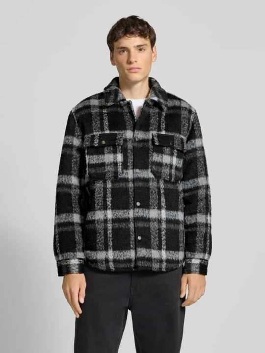 Zdjęcie produktu Kurtka koszulowa o kroju regular fit ze wzorem na całej powierzchni model ‘GIO’ Only & Sons Czarny