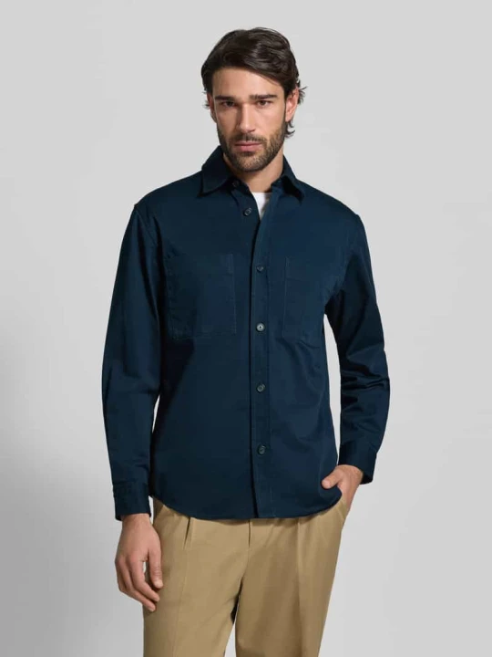 Zdjęcie produktu Krój relaxed fit koszula-kurtka z czystej Bawełna Model 'H-OWEN-K-2PP-261' Boss Granatowy