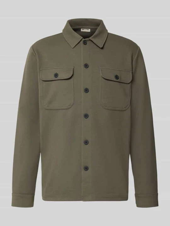 Zdjęcie produktu Kurtka koszulowa o kroju relaxed fit z dodatkiem wiskozy model 'NEWKODYL' Only & Sons Błotnisty