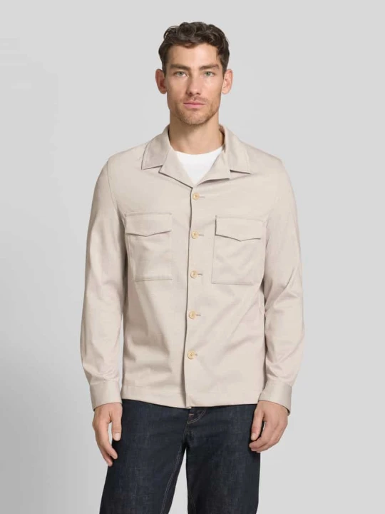 Zdjęcie produktu Kurtka koszulowa o kroju slim fit z kieszeniami na piersi model 'Constantin' CG - Club of Gents Beżowy melanż