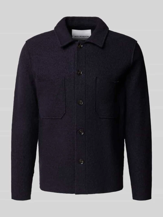 Zdjęcie produktu Kurtka koszulowa o kroju slim fit z kołnierzykiem typu kent i kieszeniami na piersi Roy Robson Granatowy