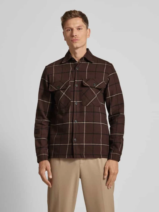 Zdjęcie produktu Kurtka koszulowa o kroju slim fit z kołnierzykiem typu kent model ‘RAYMOND’ Jack&Jones Ciemnobrązowy