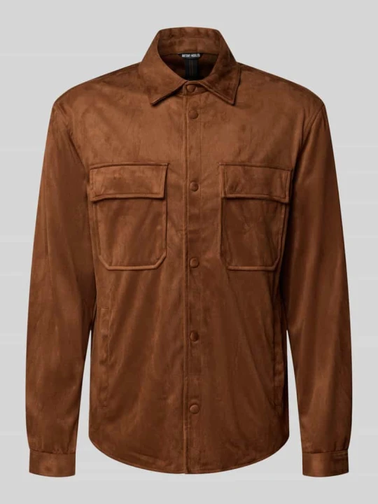 Zdjęcie produktu Kurtka koszulowa w skórzanym looku, krój regular fit, model 'Dakar' Antony Morato Camel