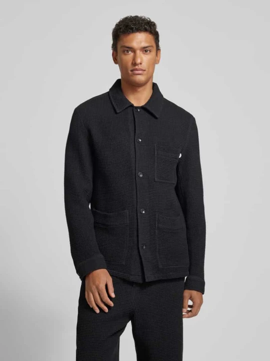 Zdjęcie produktu Kurtka koszulowa z fakturowanym wzorem model ‘Workwear’ Rotholz Czarny