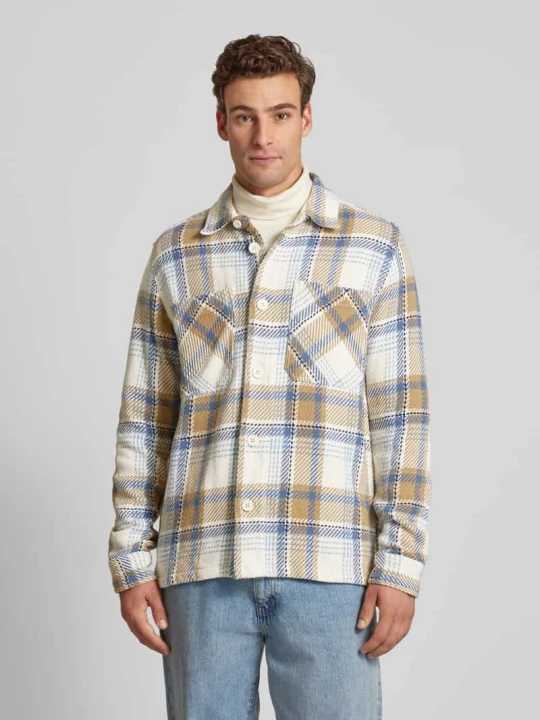 Zdjęcie produktu Kurtka koszulowa z kołnierzykiem typu kent KnowledgeCotton Apparel Złamany biały