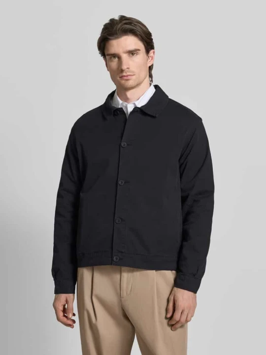 Zdjęcie produktu Kurtka koszulowa z mieszanki bawełny z listwą guzikową Model „BUCHAN” Casual Friday Granatowy